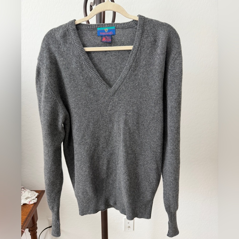 Gray V-Neck Men's Sweater